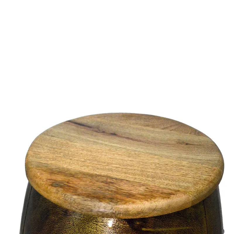 Saanvi Iron & Wood Stool - Green media 6