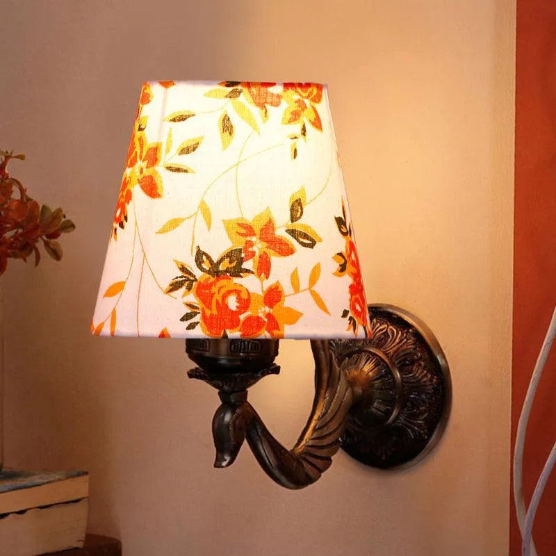 Amro Retro Ibis Flora Conical Fabric & Metal Wall Lamp media 1