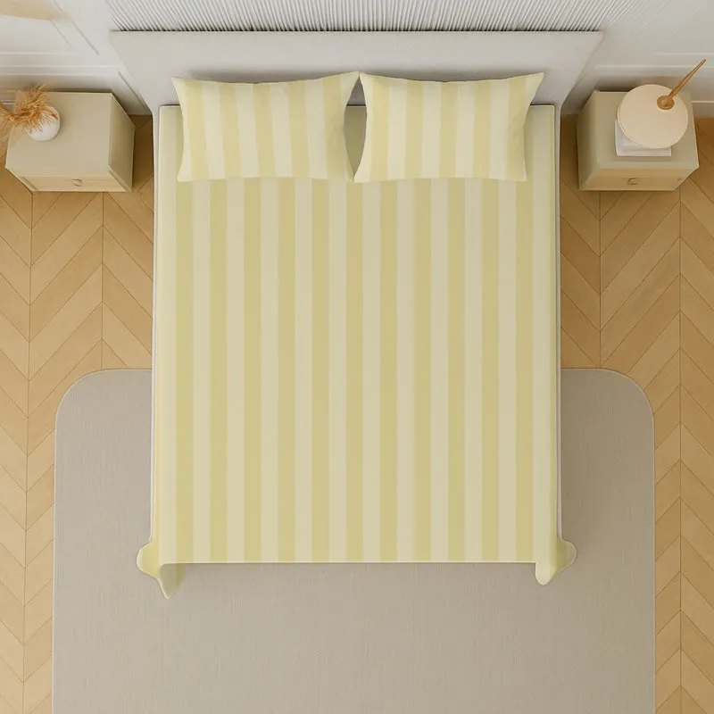 Elegance Striped Cotton Bedsheet (Off White) - 210 TC media 5