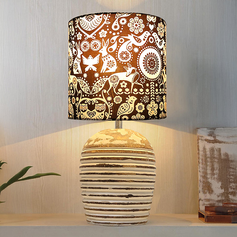 Paragon Carved Fabric Table Lamp - Black,White
