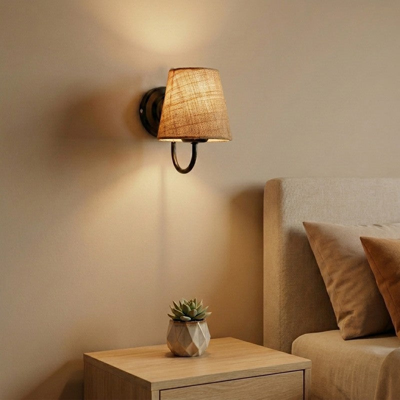 OrbitShade Rustic Jute Wall Lamp - Brown