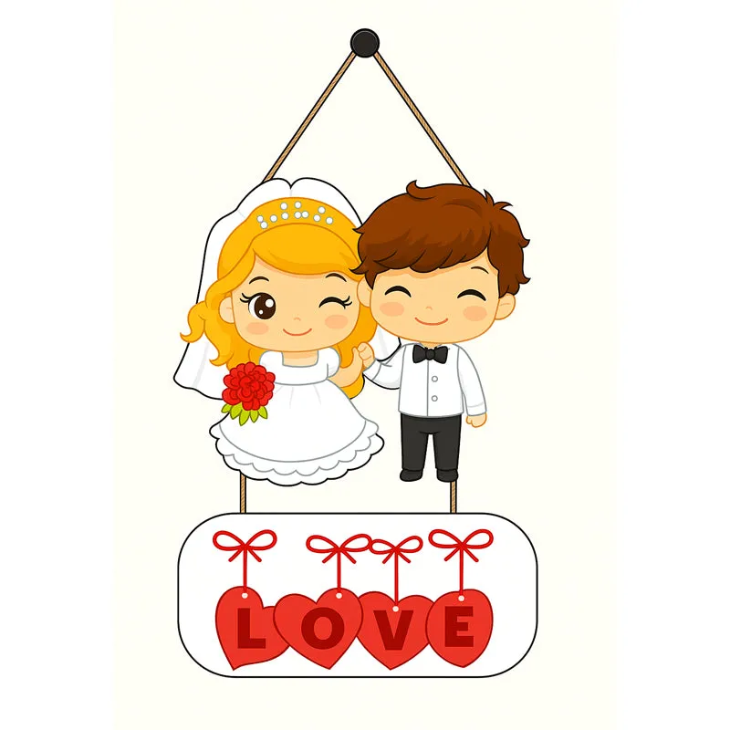 Cute Bride n' Groom Polyester & MDF Wall Hanging media 5