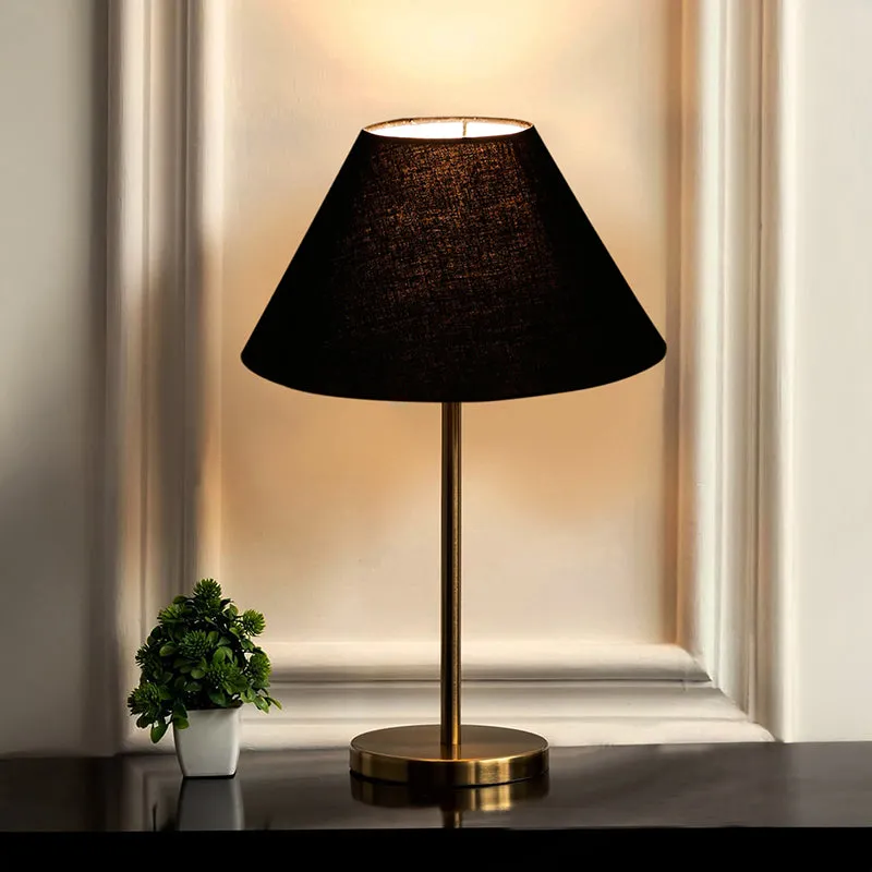 Glow Mesa Cotton & Metal Table Lamp (Empire) - Black,Gold media 1