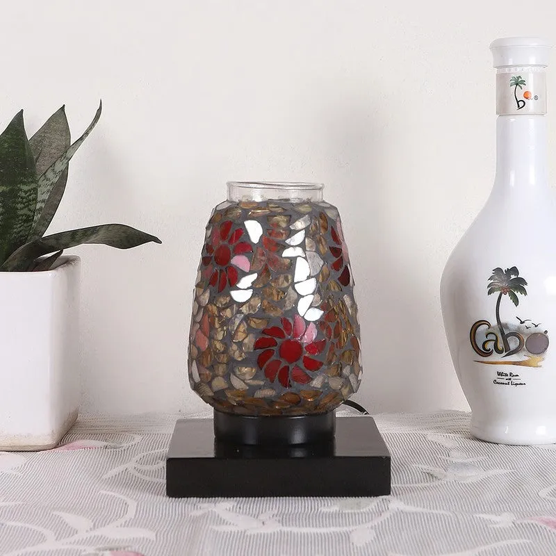 Glassira Mosaic Glass Table Lamp With Wooden Base - Multicolor media 4