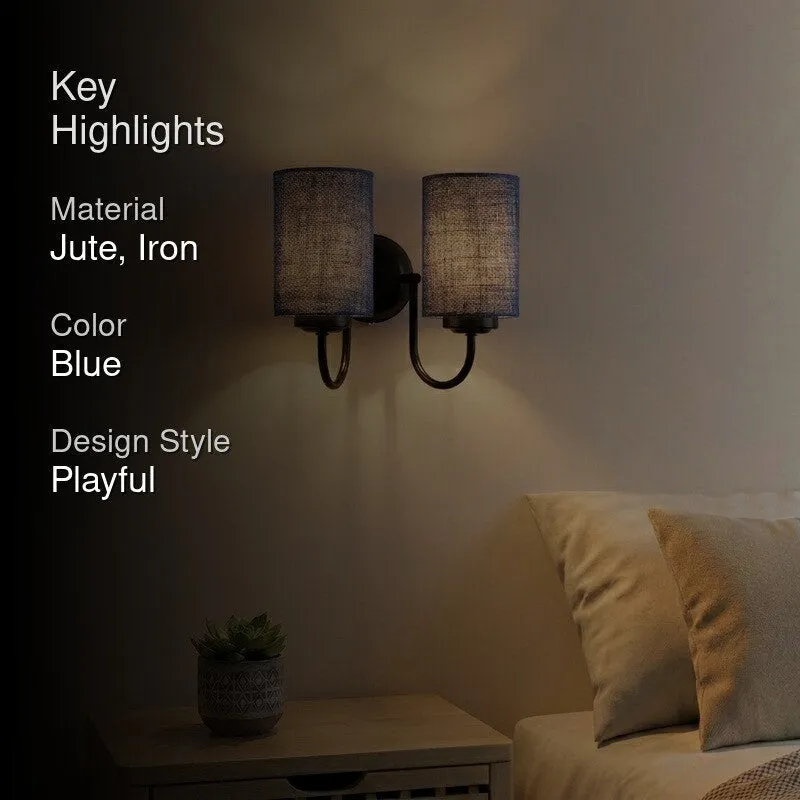 Elyra Duo Navy Blue Jute Wall Lamp - Blue - 2