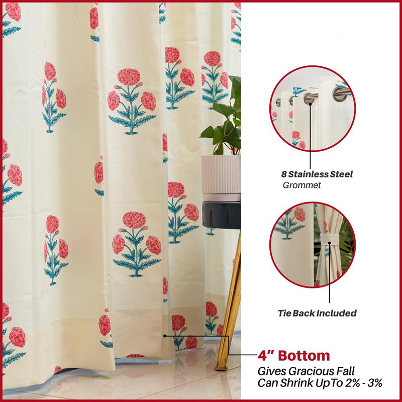 Urban Space Marigold Cotton Curtain (Pink) - Set Of Two media 4