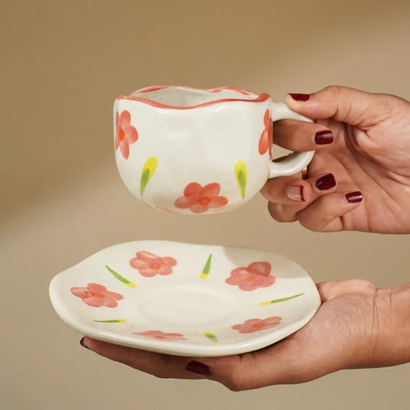 Floral Ceramic Coffee Mug (290 mL) - Two Piece Set media 7