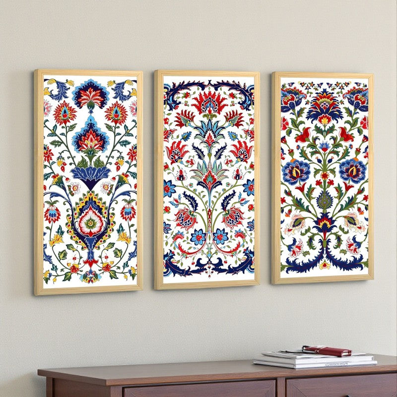 Khayaal Mughal Wall Art With Frame (Red & Blue) - Set Of Three media 3