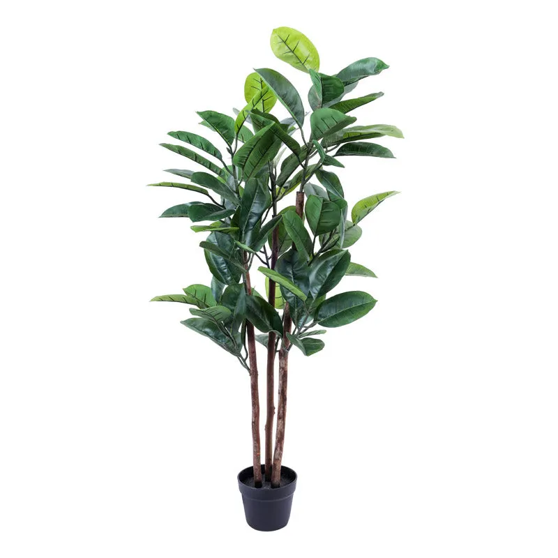 Artificial Realistic Rubber Tree With Black Plastic Pot - 3.9 Feet media 5