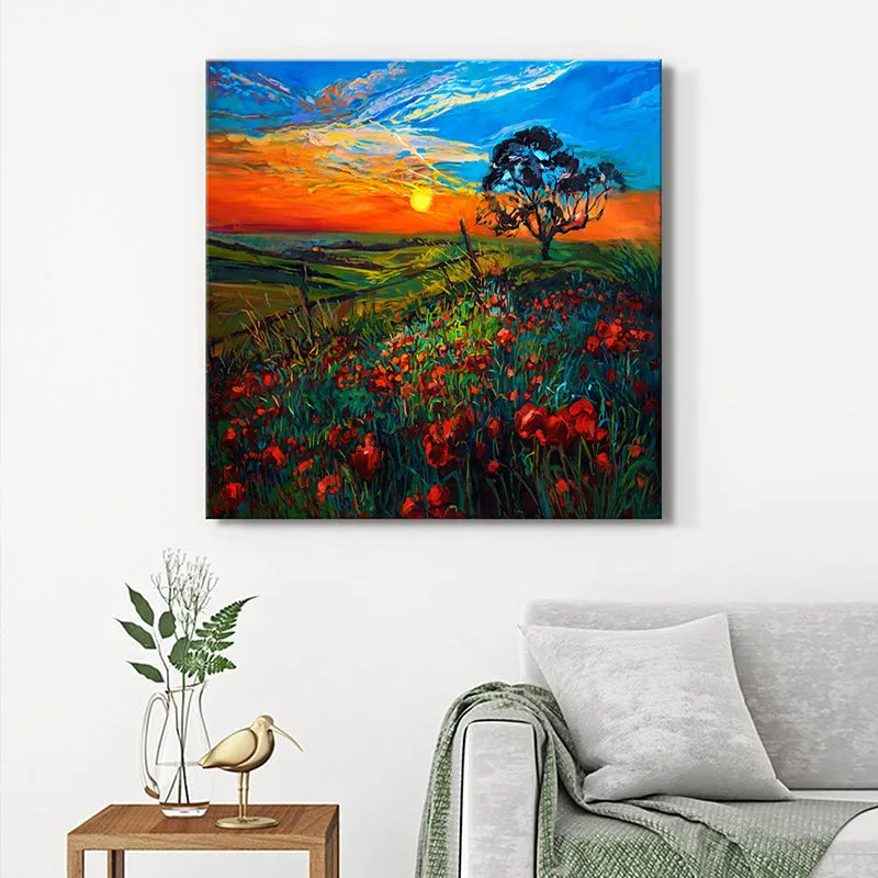 Sunset Field Poly Canvas Wall Painting media 1