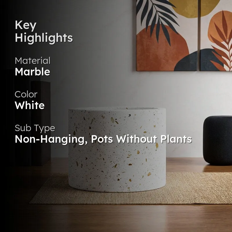 Terrazzo Cylindrical Hand Crafted Marble Planter - Small media 2
