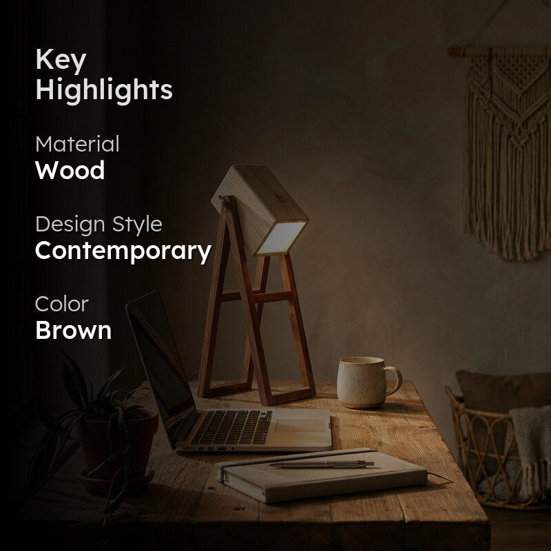 QuietBeam Wooden Table Lamp - Brown media 2