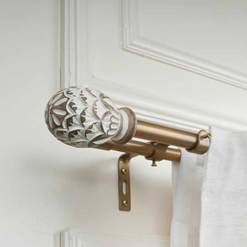 Amber Duo Extendable 1" Double Curtain Rods With Oval Finial & Brackets media 3