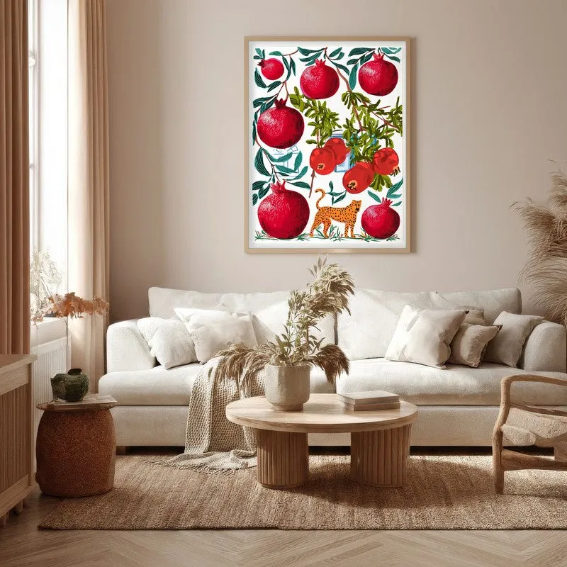 Pomoria Pomegranate Garden Illustration Canvas Wall Painting With Brown Frame media 5