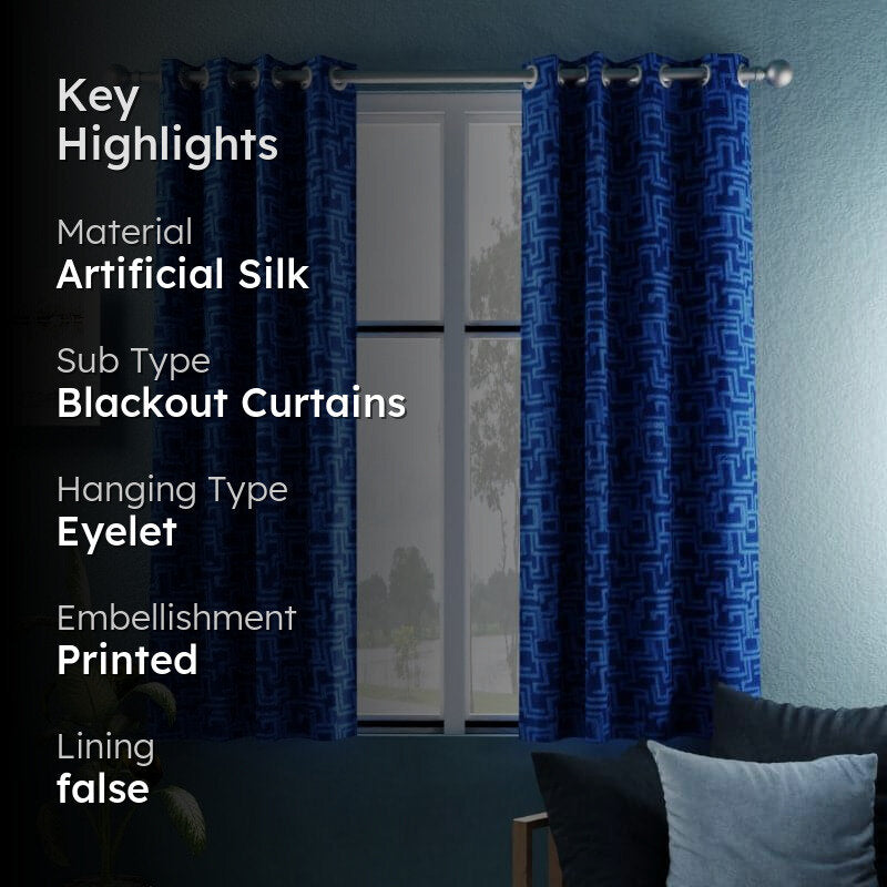 Fasho Blackout Curtain (Blue) - Set Of Two media 2