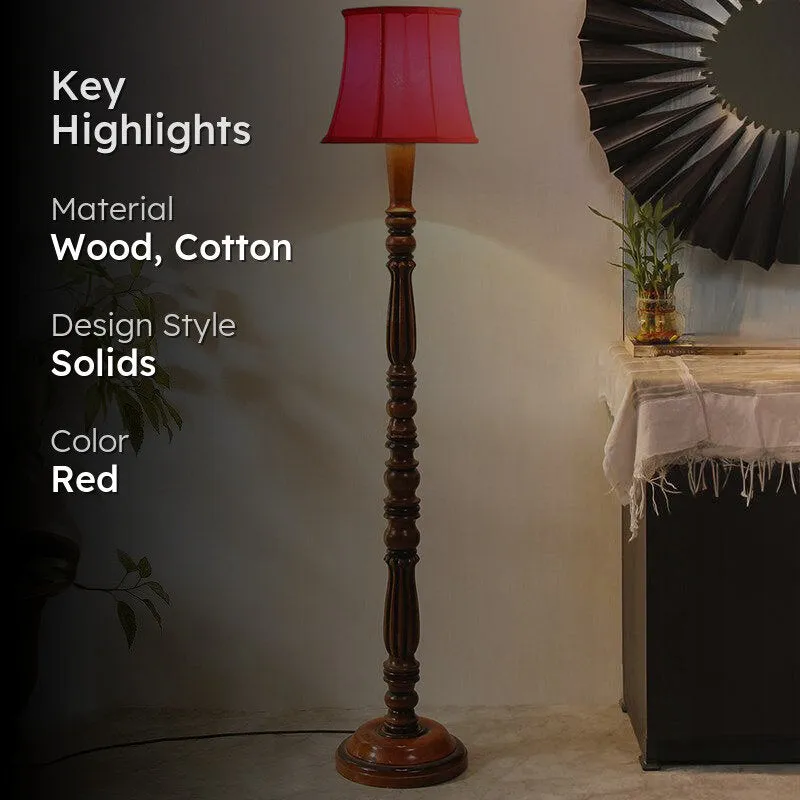Masiya Miri Vintage Wooden Floor Lamp - Red media 2