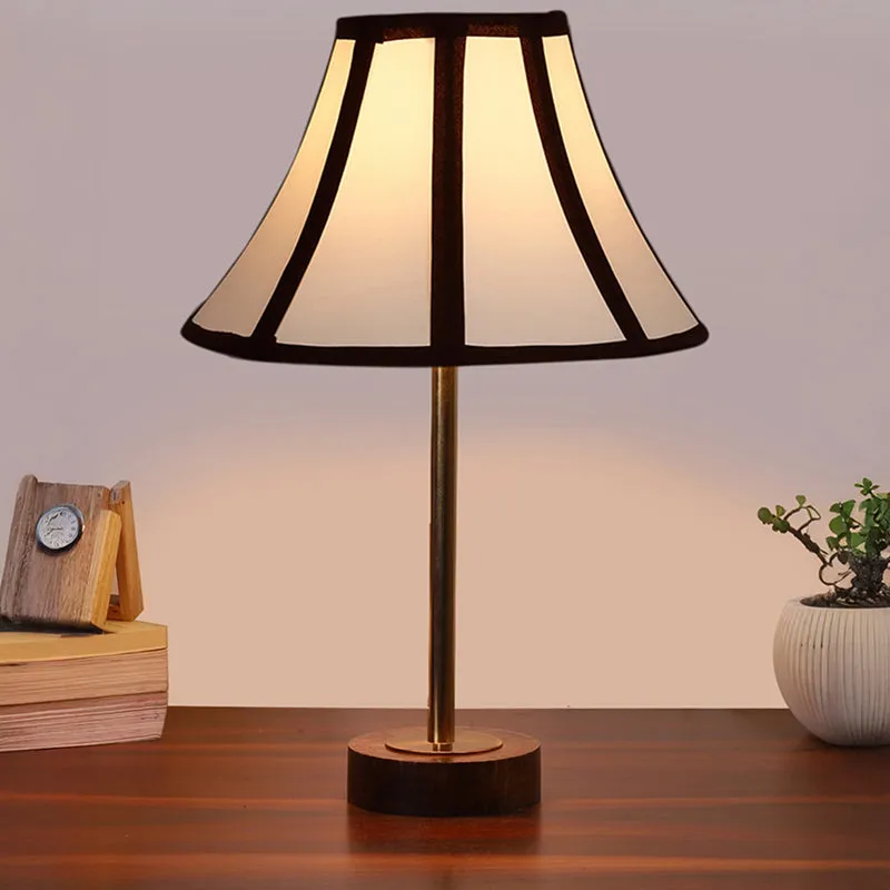 Stripra Rodin Wooden Table Lamp - White,Gold,Brown media 2