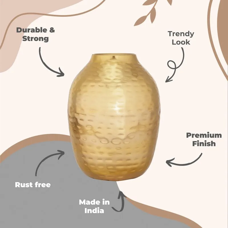 Petal Cascade Metal Vase -Gold media 11