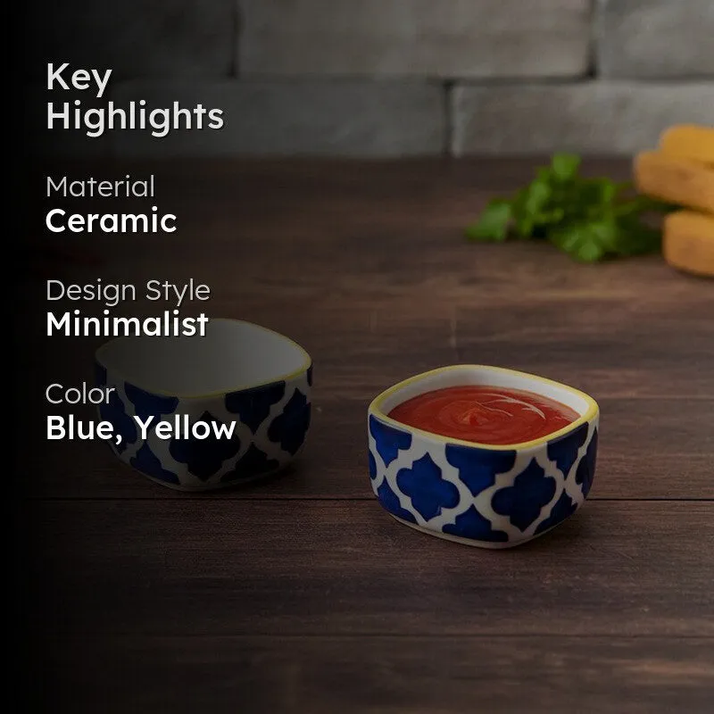 Dinea Ceramic Dip Bowls (Blue,Yellow ,40 mL Each) - Set Of Two media 2