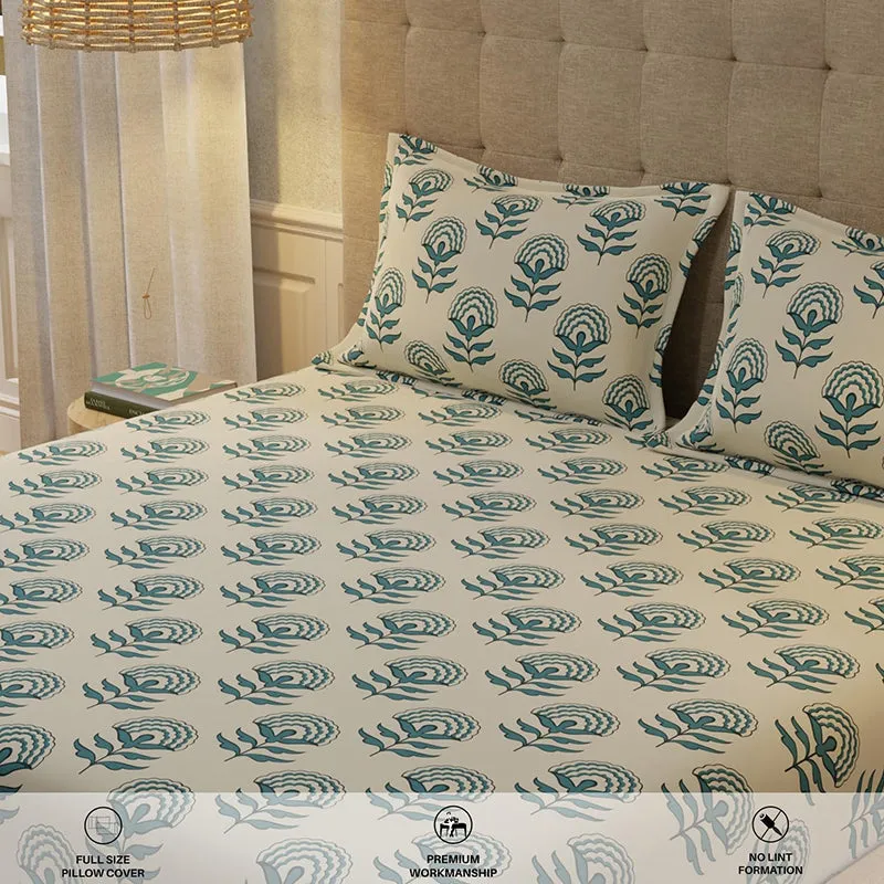 Urban Space Florabell Blue Cotton Bedsheet - 200 TC media 6