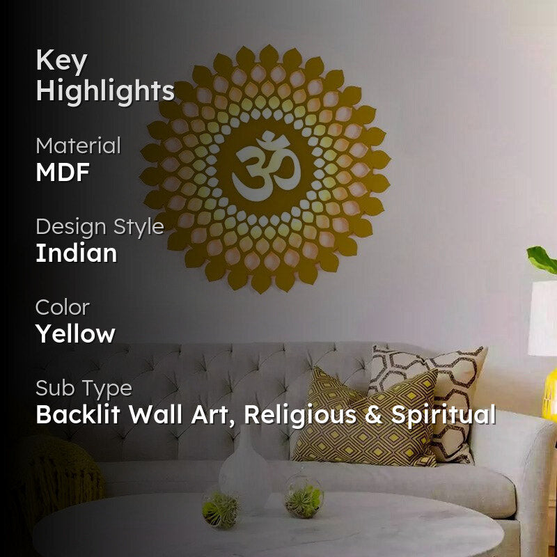 Om Moksha LED Strip Light MDF Wall Accent - Yellow media 2