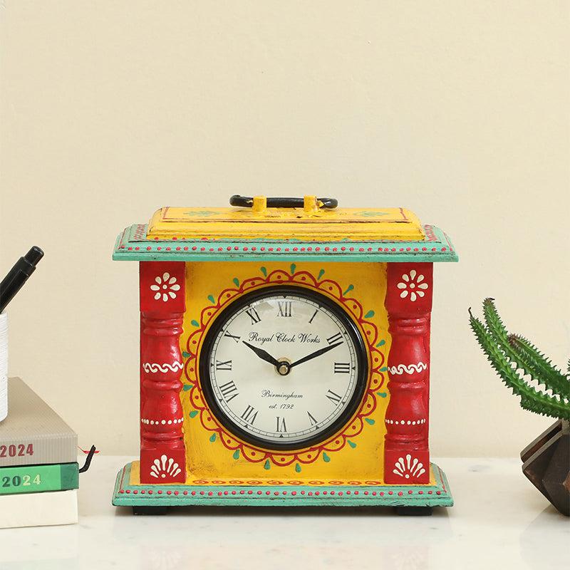 Adviya Handpainted Silent Table Clock - Yellow media 5