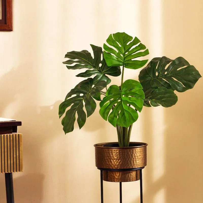 Artificial Realistic Monstera Plant in Black Plastic Pot media 1