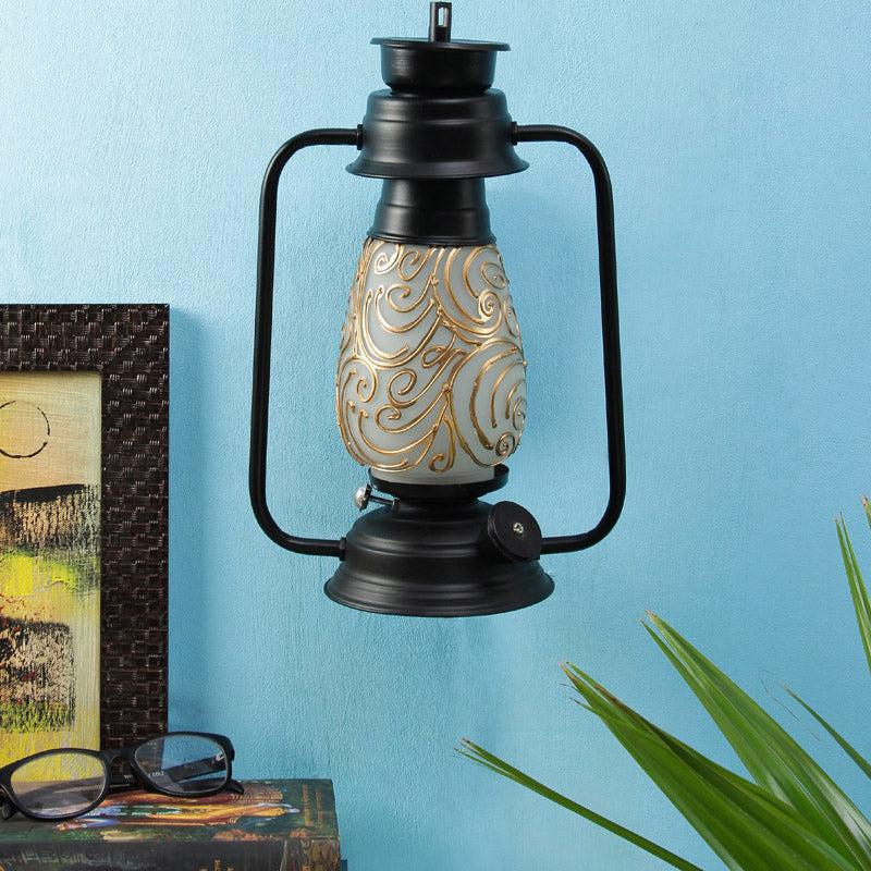 Saagar Mosaic Lantern Iron Wall Lamp - Black media 3