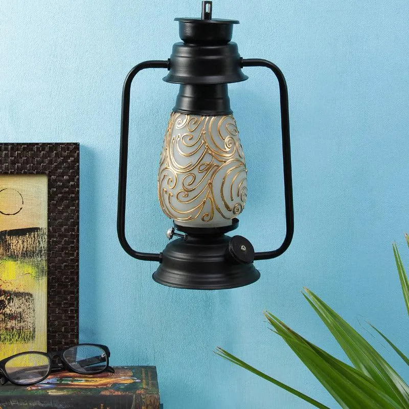 Saagar Mosaic Lantern Iron Wall Lamp - Black media 3