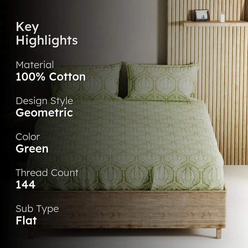 Palladium Cotton Bedsheet (Soft Green) - 144 TC media 2