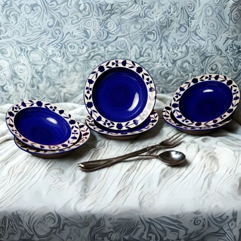 Regal Handcrafted Ceramic Pasta Plate (Blue) - Set Of Six media 3