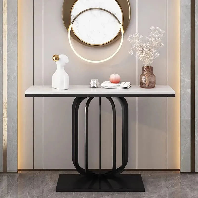 Stylish Metal Console Table with Marble Top - Small media 3