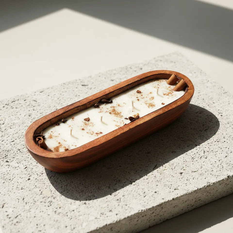 Imtthiya Cinnamon Scented Candle In Wooden Box media 1