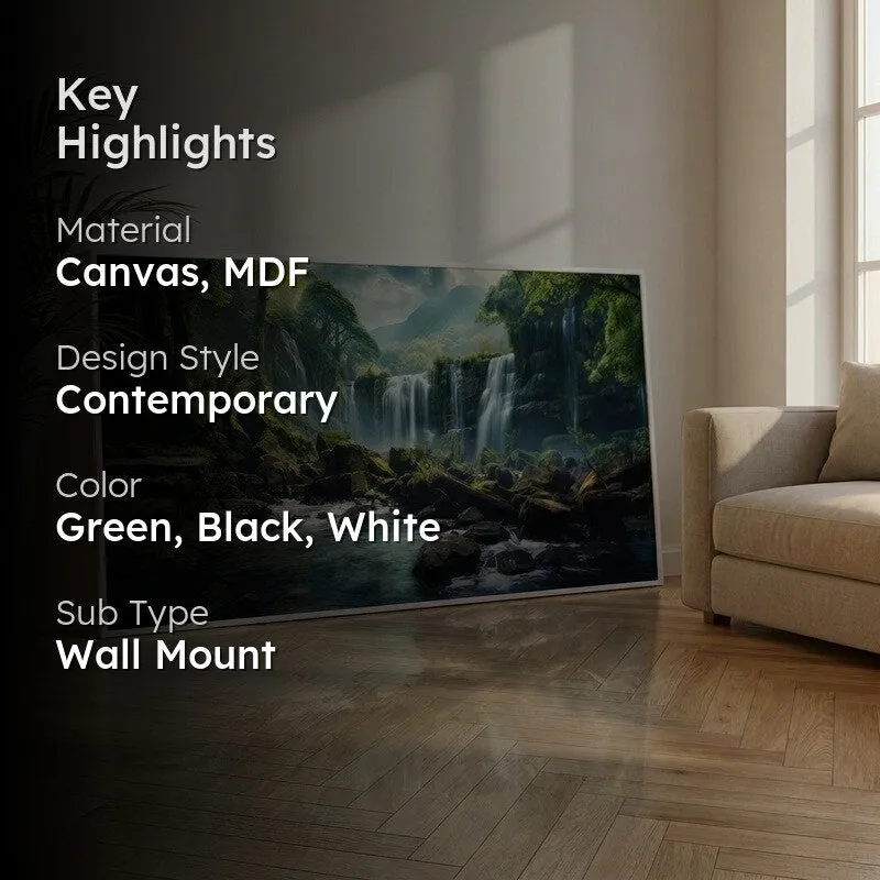 Hidden Forest Falls Canvas Wall Painting With Frame media 2