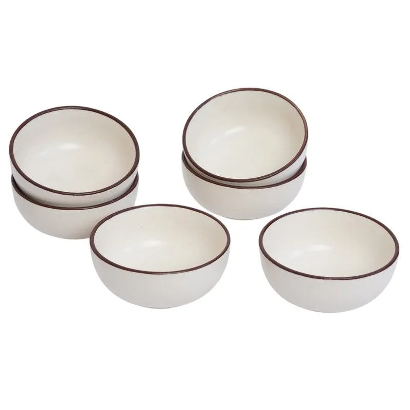 Swaad Katori Ceramic Snack Bowls (White, 180 mL Each) - Set Of Six media 5