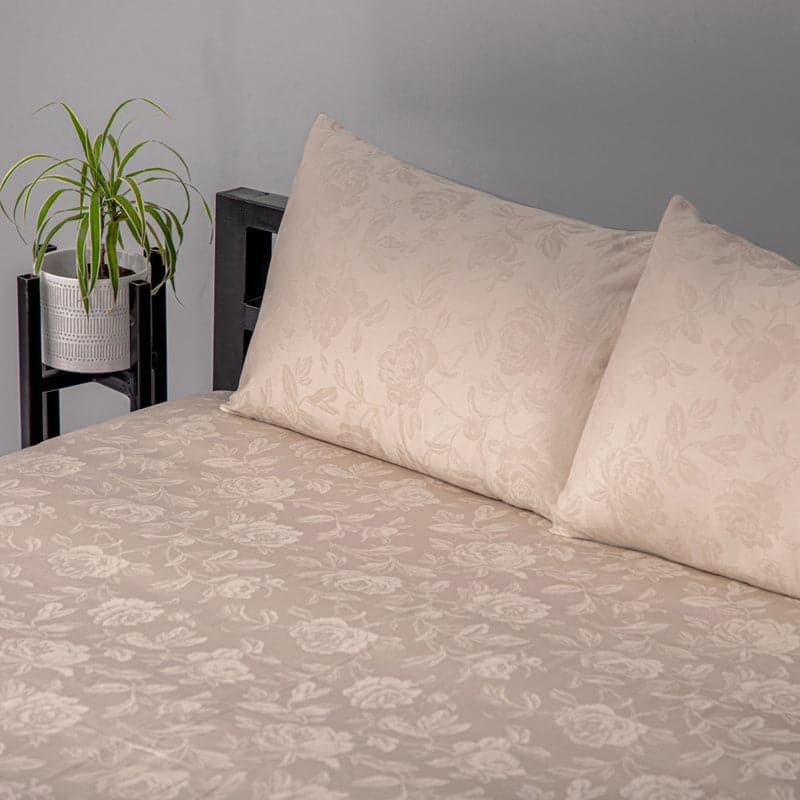 Fruva Floral Jacquard Cotton Bedsheet (Peach) -300 TC media 4