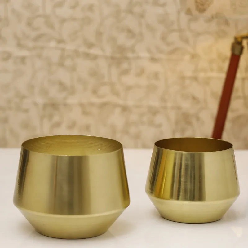 Simone Oak Planter (Gold) - Set Of Two media 3