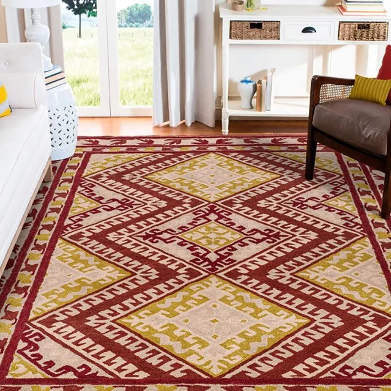 Loreth Hand Tufted Ethnic Wool & Nylon Carpet - Maroon media 8