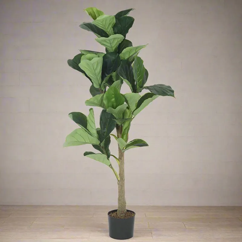 Faux Realtouch Green Fiddle Leaf Fig Tree With Black Plastic Pot - 3.9 Feet media 3