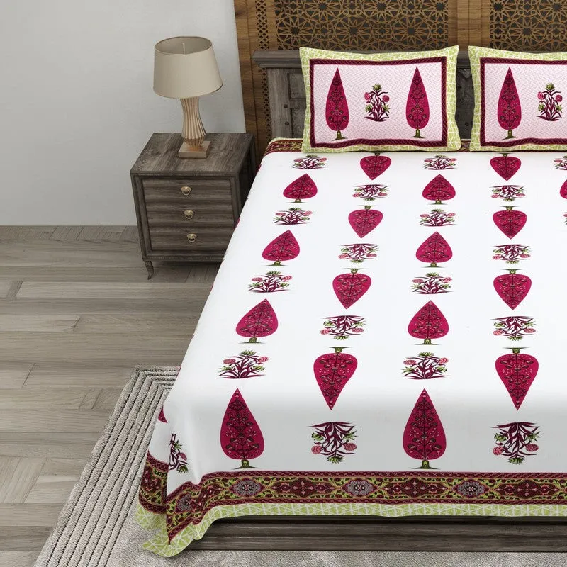 Jaipuro Cotton Bedsheet (Maroon,White) - 240 TC media 3