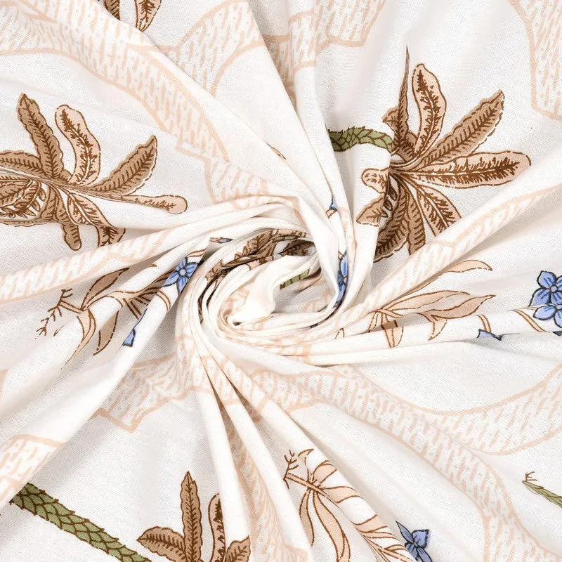 Haveli Block Cotton Bedsheet (Blue,Peach) - 180 TC media 7