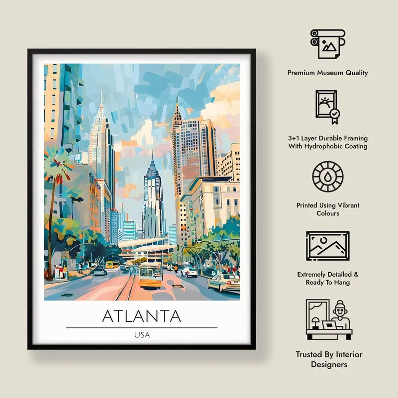 Vintage Atlanta Framed Canvas Wall Painting media 8