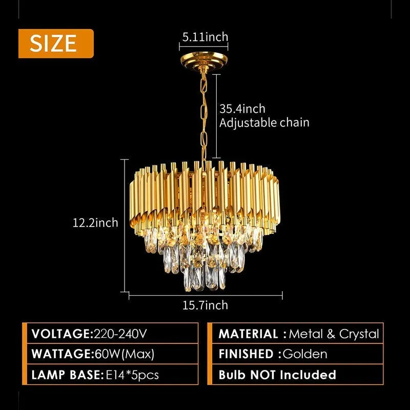 Versailles Metal Crystal Chandelier - Gold media 7
