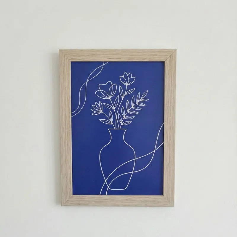Chic Blue Palette Botanical Wall Painting With Frame - Set Of Three media 4