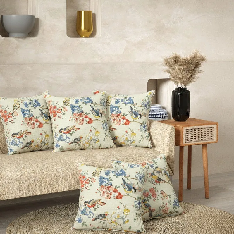 Petaline Floral Multicolor Cushion Cover Set - Set Of Five media 1