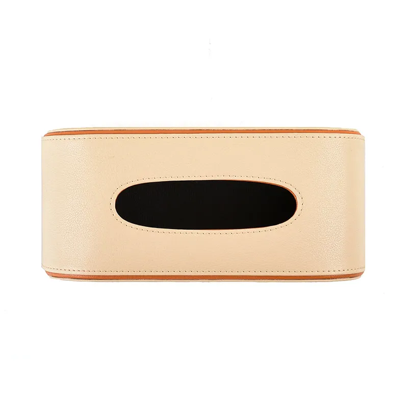 Tisca Curve Faux Leather Tissue Box - Beige media 7