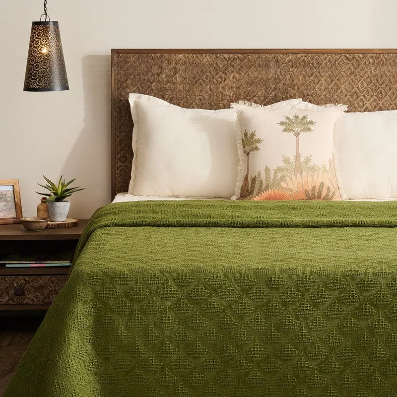 Geo Haven Cotton Bedcover (Green) (350 Gsm) - Two Piece Set media 1