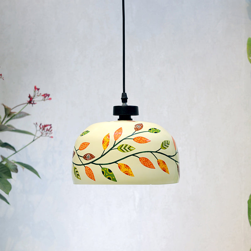Amber Ivy Hand Painted Glass Hanging Lamp media 3