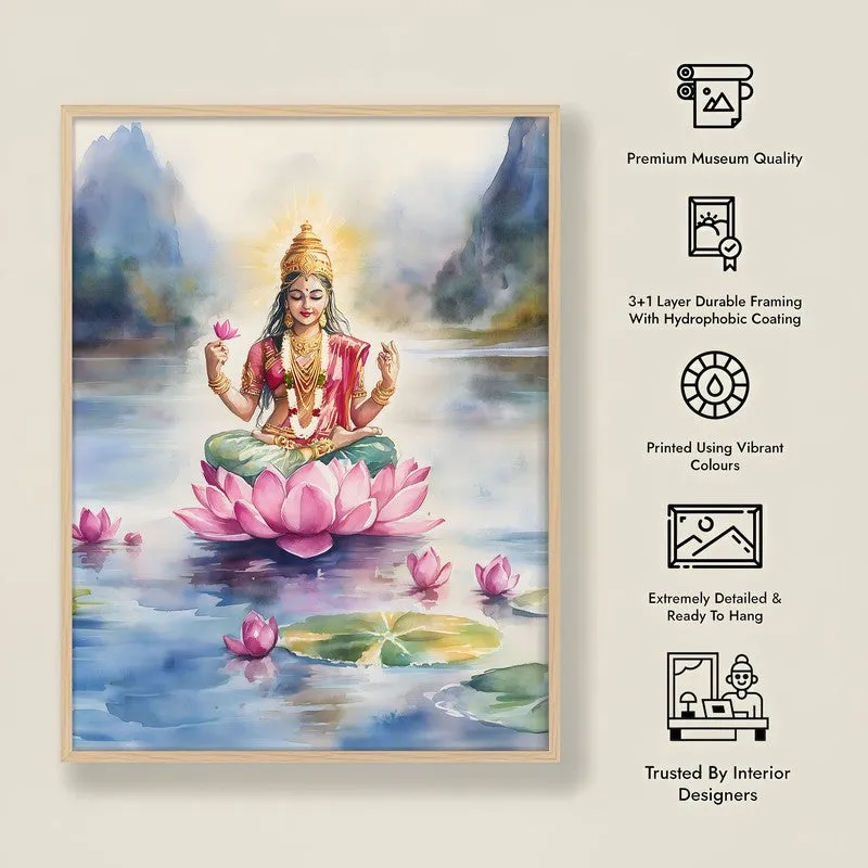 Padmapriya Spiritual Archival Paper Wall Painting - Natural Brown Frame media 8