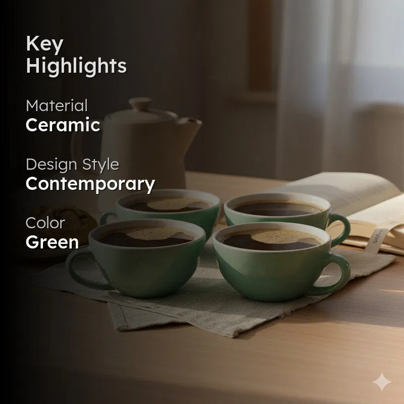 Zen Ceramic Tea Cup (240 mL Each) - Set Of Four media 2